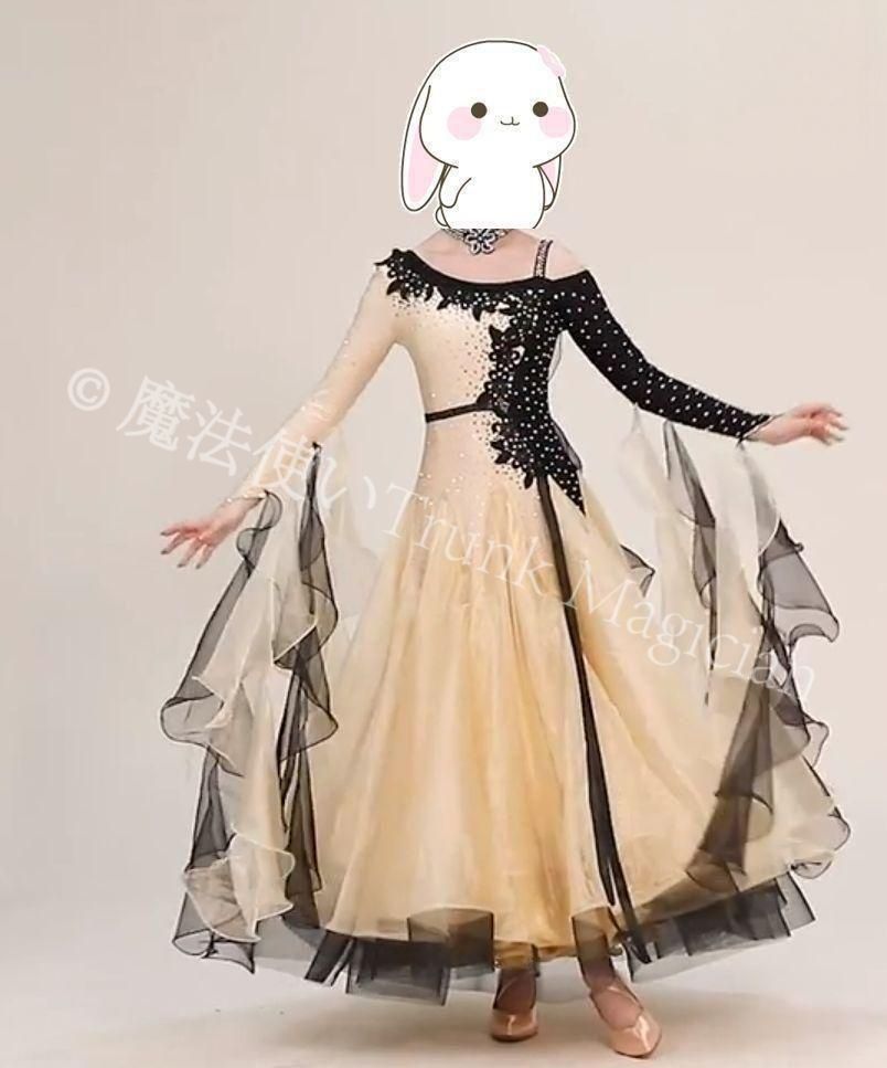 社交ダンスドレス モダンダンス　刺繍 キラキラ　シャンパン オーダーメイド 社交ダンスドレス モダンダンス 刺繍 キラキラ シャンパン オーダー