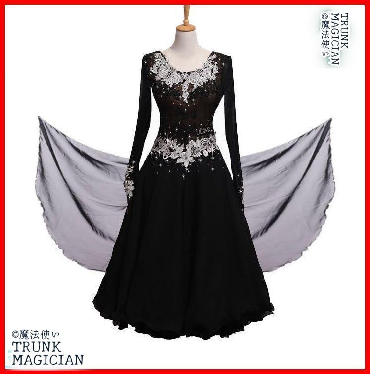 新品未使用】社交ダンス 着丈短め スタンダードドレス レース フロート