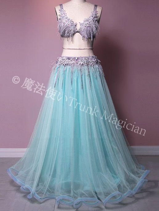 ベリーダンス衣装 オリエンタル衣装 ブラ スカート 羽根 オーダーメイド