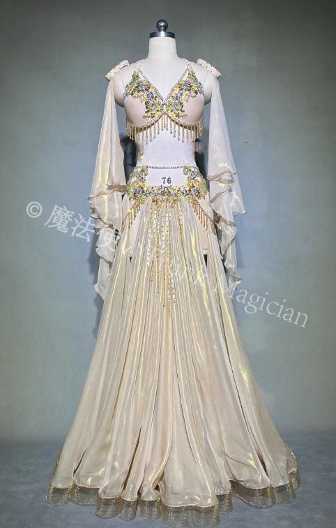 ベリーダンス衣装 セットアップ シャンパン ブラスカート オーダーメイド