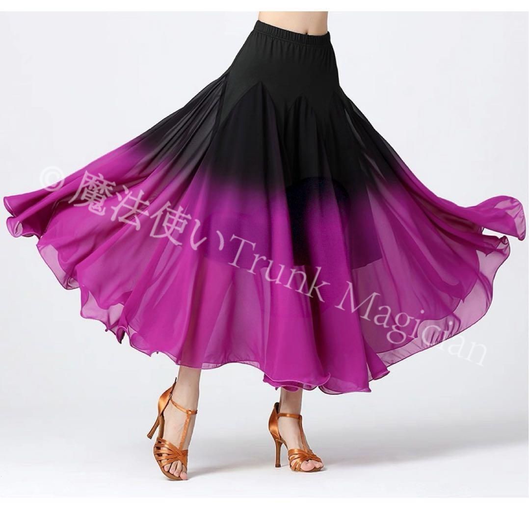 裾が美しく舞う 軽やか社交ダンス用スカート ウエストゴムでらくらく