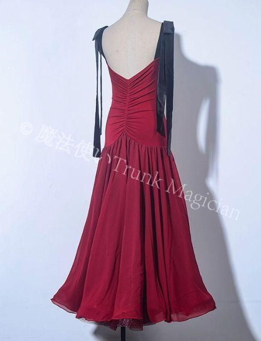 ♥ 社交ダンスドレス リボン ベルベット スタンダードドレス オーダーメイド