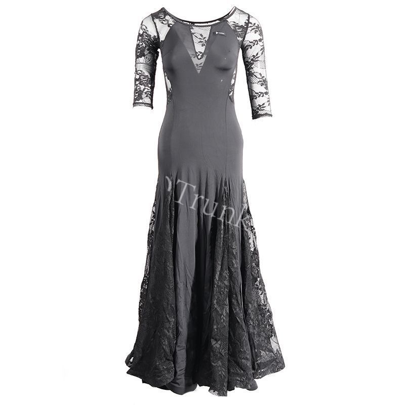 モダンドレス 社交ダンス衣装 レースドレス 長袖 大人用競技ドレス 演出用ラテンドレス ステージ衣装 撮影会 パーティーイベント用