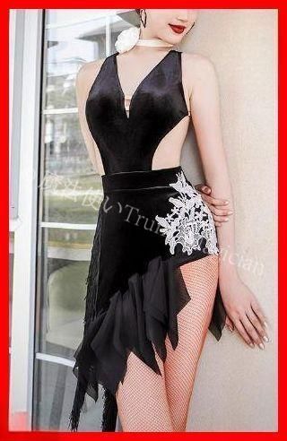 社交ダンス衣装 ラテンワンピース ラテンドレス ベルベット オーダーメイド