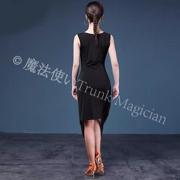 ラテンフリンジドレス 新品未使用】社交ダンスドレス エレガント ワンピース ラテン ワルツ