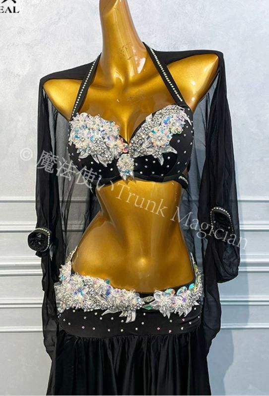 ベリーダンス衣装 ブラスカートセットアップ 白 黒 オーダーメイド