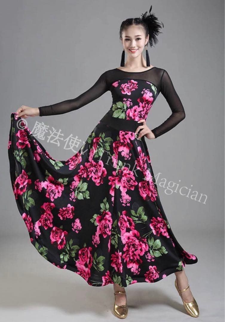 ♥ の花柄練習着 スタンダードの練習にオススメのワンピース