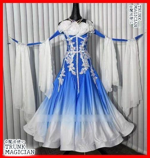 オーダーメイド 社交ダンス衣装 ドレス 立体花 オフショルダー