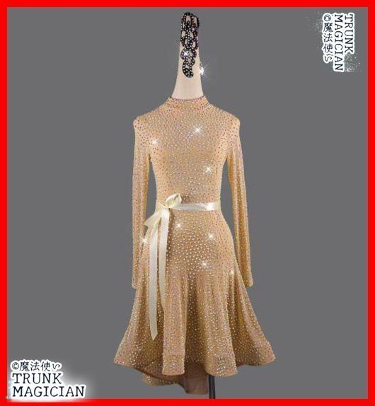 ラテンワンピースドレス 社交ダンス衣装 豪華 オールストーン オーダーメイド