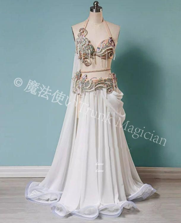 ベリーダンス衣装 色変更可 ブラスカートホワイト 豪華 オーダーメイド