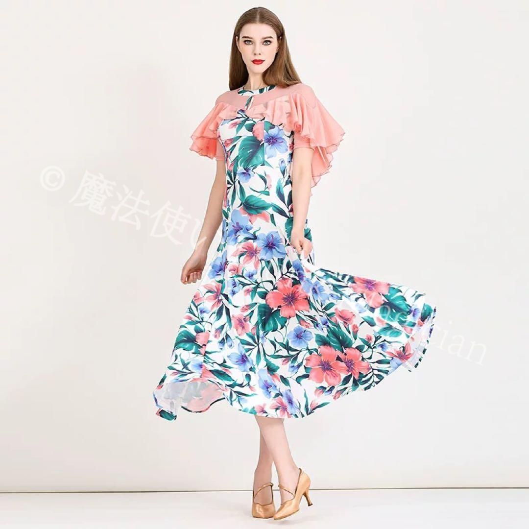 ♥ 花柄スタンダード向きワンピース?ダンスパーティーや発表会に