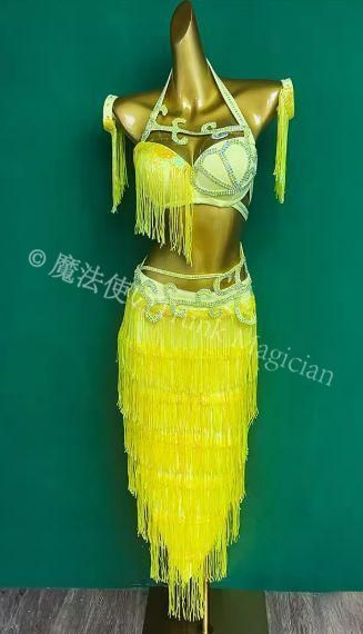 【新品未使用】ベリーダンス オリエンタル衣装 フリンジ ドラムソロ オーダーメイド CWF1205P163