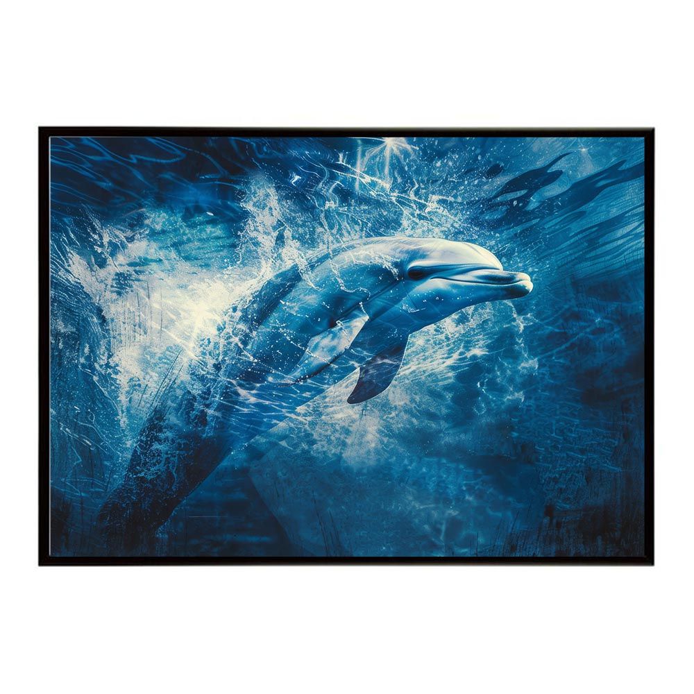 B4サイズ（約25x36cm）】【lh-poster-5992】イルカ 海 ブルー