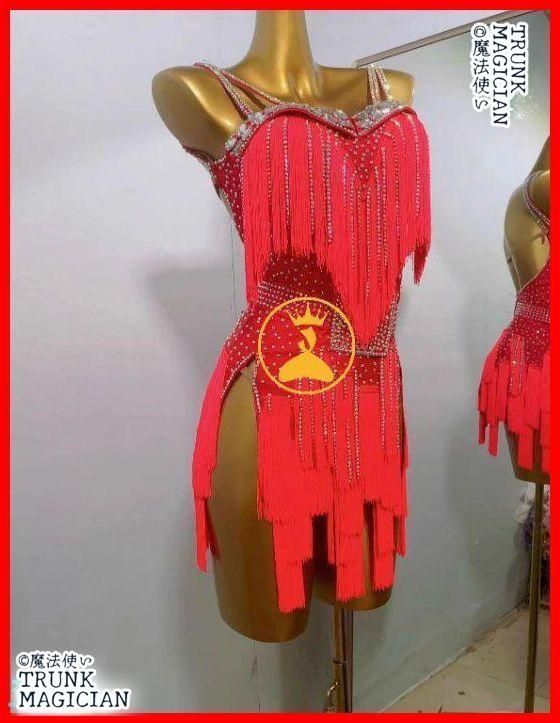 オーダーメイド 社交ダンス衣装 ラテンワンピースドレス レッド