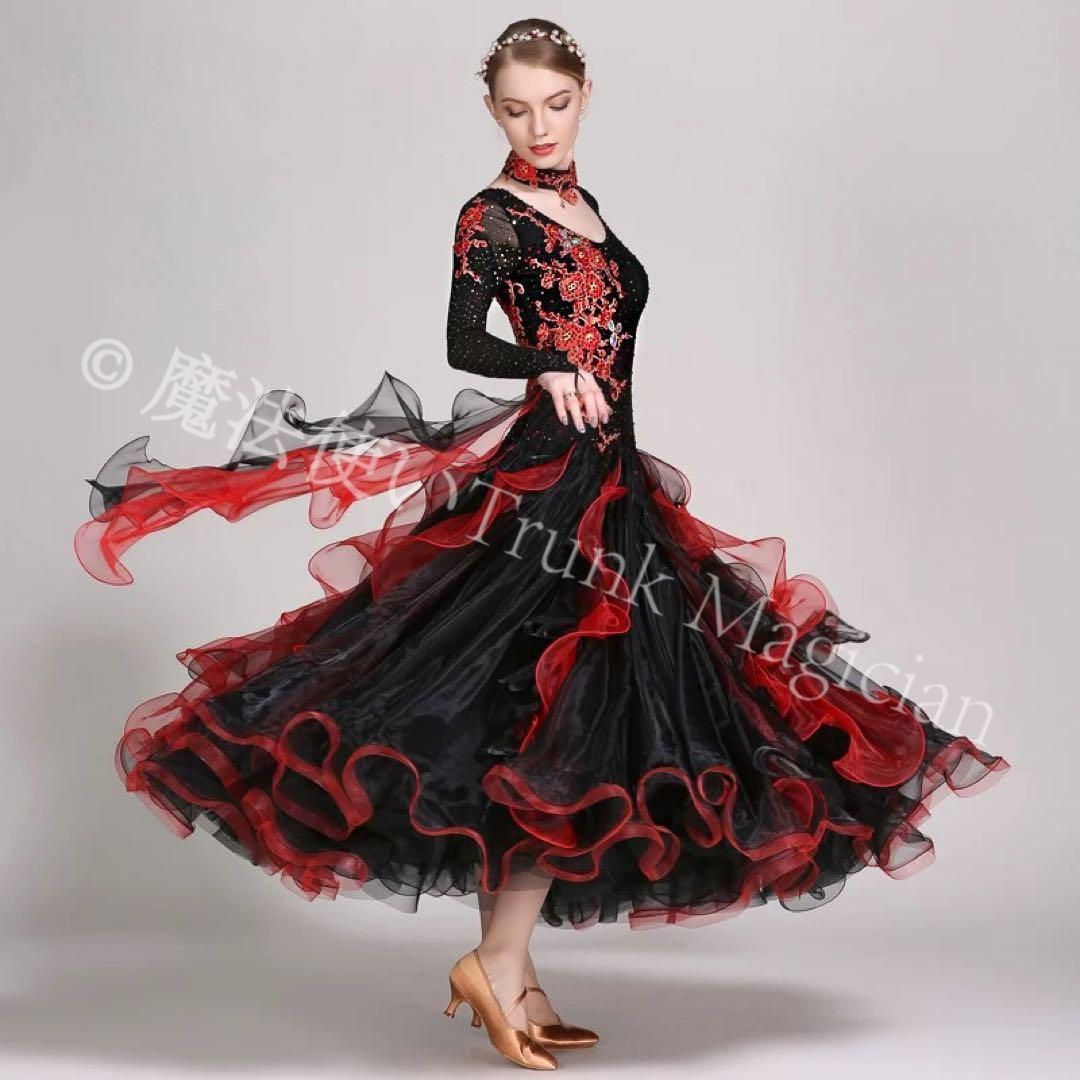 20 ドレス タンゴのデモに 黒 赤で情熱的