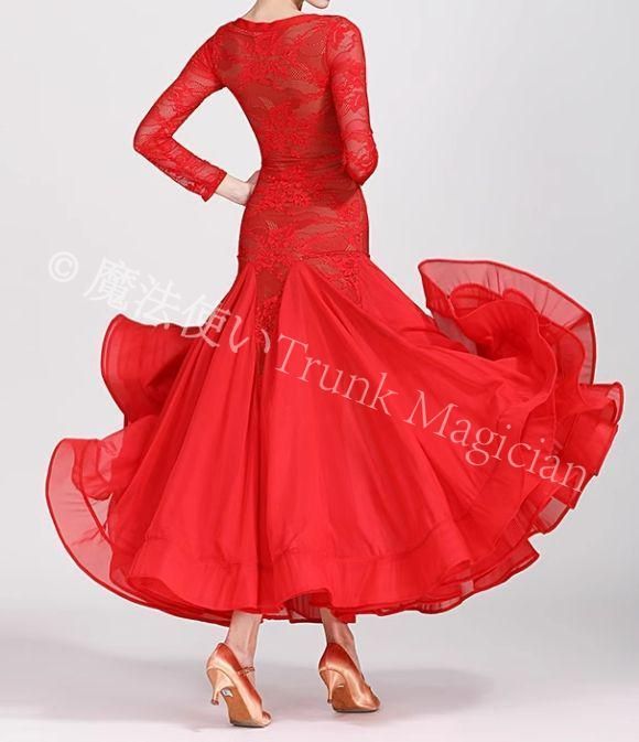 社交ダンスドレス モダンダンス 透けません レース オーダーメイド