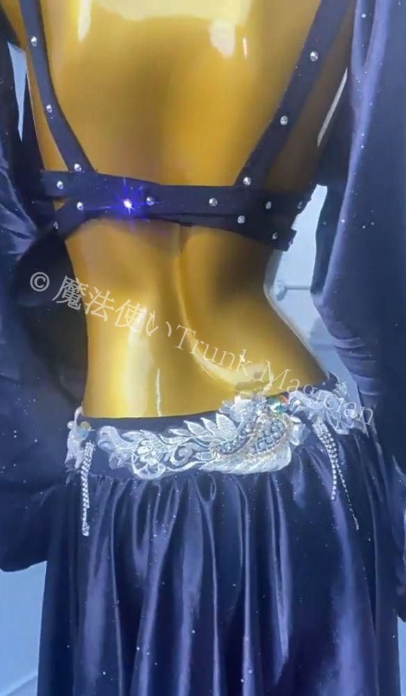 新品未使用】ベリーダンス オリエンタル衣装 ネイビー 刺繍 ブラ