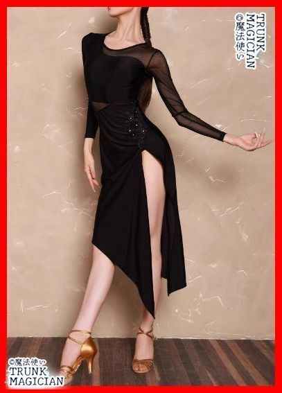 ♥ 社交ダンス衣装 ラテンワンピースドレス メッシュ オーダーメイド