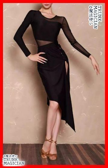 社交ダンス衣装 ラテンワンピースドレス メッシュ オーダーメイド