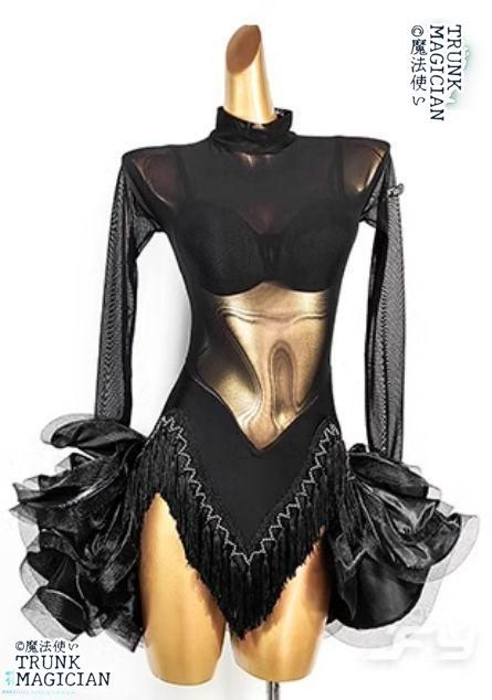 ラテンドレス ラテンワンピース ダンス衣装 ブラック セミオーダー 撮影会 舞台 イベント