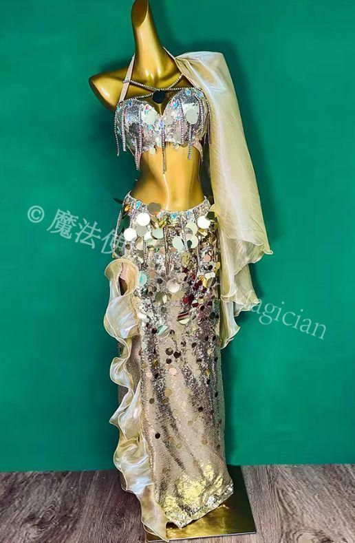 新品未使用】ベリーダンス オリエンタル衣装 インナー付 ゴールド