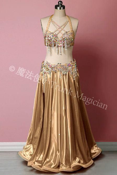 ベリーダンス衣装 セットアップ ブラスカート 豪華 色変更可 オーダーメイド