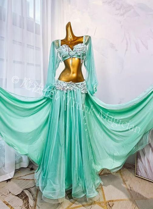 ♥ ベリーダンス衣装 ブラスカートセット ミント オーダーメイド