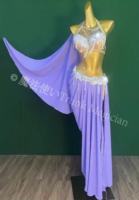 ベリーダンス衣装 ブラ スカートセット 3 WAY 紫 オーダーメイド