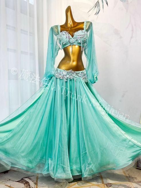 ベリーダンス衣装 ブラスカートセット ミント オーダーメイド