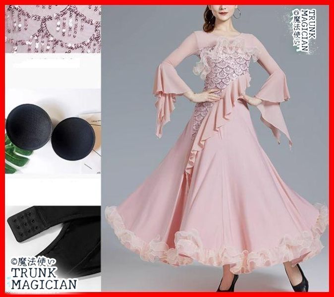 新品未使用】社交ダンスドレス セール ラテンドレス 競技 フレア袖