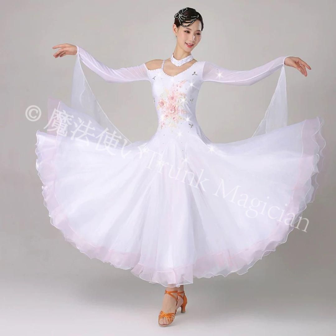 20競技会に最適 ストーン付き ドレス 白色 Mサイズ