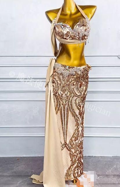 ♥ ベリーダンス衣装 トップスブラ スカート ゴールド オーダーメイド