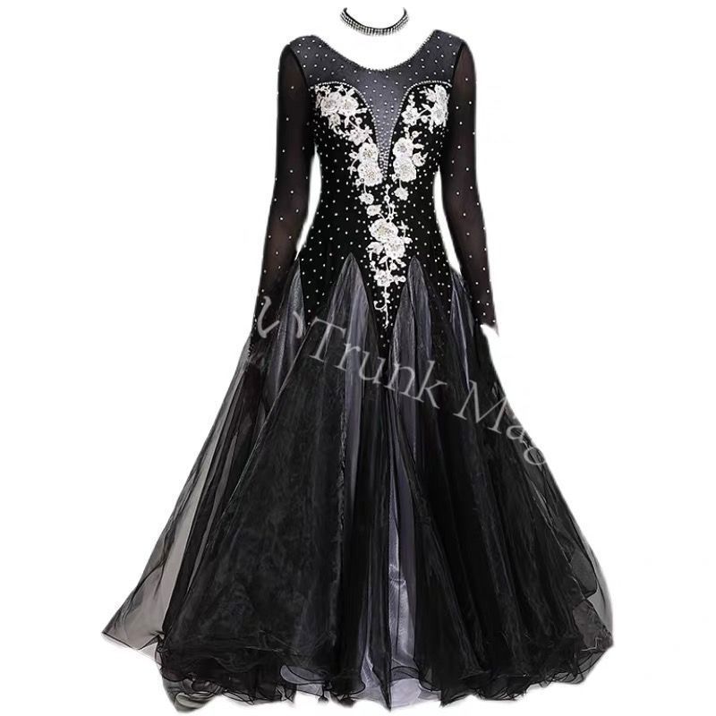 新品未使用】社交ダンスドレス モダンダンス 刺繍 キラキラ シャンパン