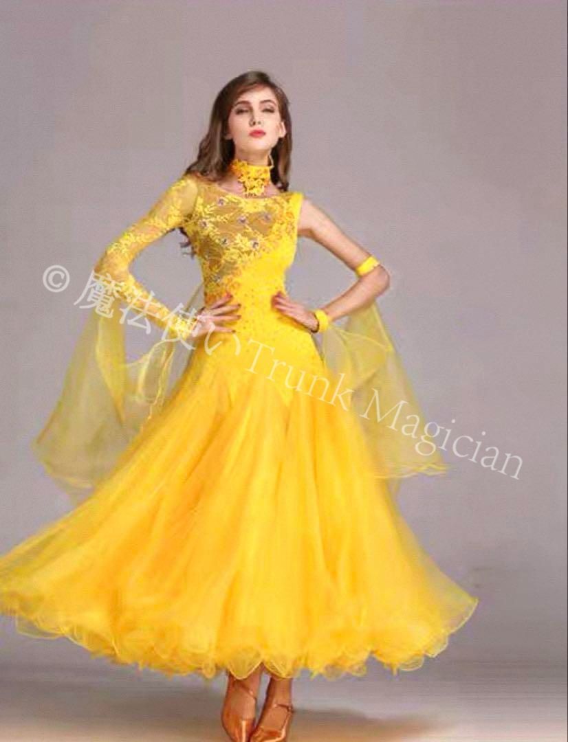 スタンダードドレス★競技会・発表会・デモにオススメな華やかデザイン✨ 新品未使用】20スタンダードドレス☆競技会?発表会?デモにオススメな