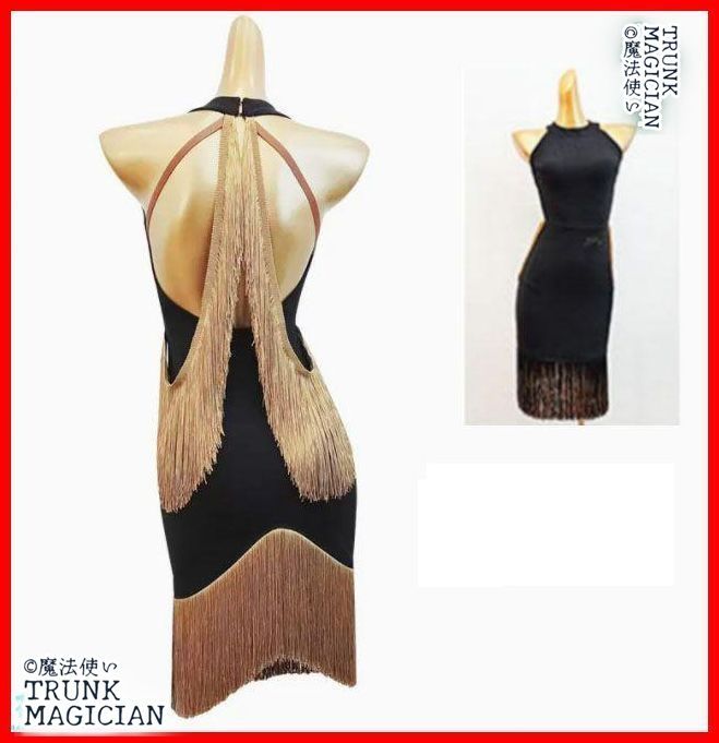 新品未使用】社交ダンス衣装 ラテンワンピースドレス 背中見せ