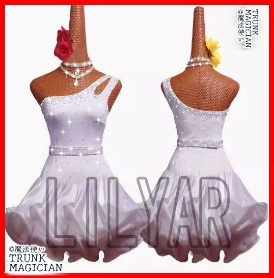 新品 社交ダンス衣装 ラテンワンピース ラテンドレス ホワイト オーダーメイド 新品未使用】ラテンドレス ラテンワンピース ダンス衣装 ホワイト