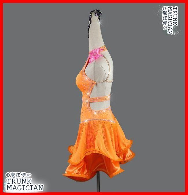 ラテンワンピースドレス 社交ダンス衣装 ベルト付 オーダーメイド