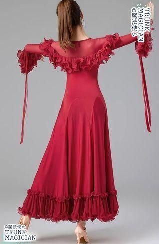 社交ダンスドレス ラテンドレス 競技 デモ用 ルンバフレア袖 オーダーメイド 新品未使用】新品未使用社交ダンスドレス ラテンドレス 競技 デモ用