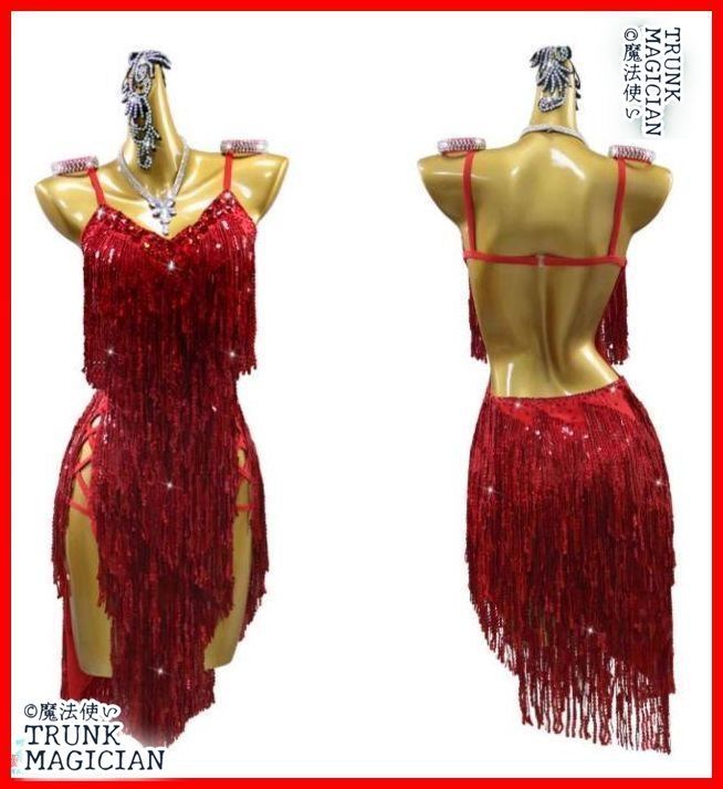 ♥ 社交ダンスドレス ラテンドレス 刺繍 競技 パープル デモ オーダーメイド