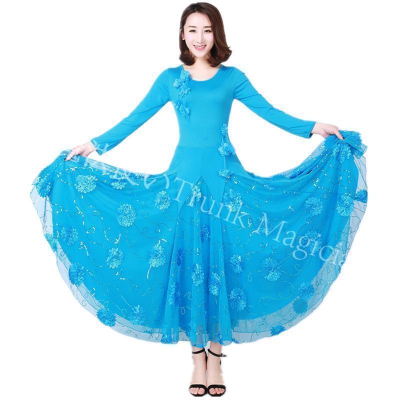 新品未使用】【競技会用】社交ダンスドレス 長袖 社交ダンス 練習着