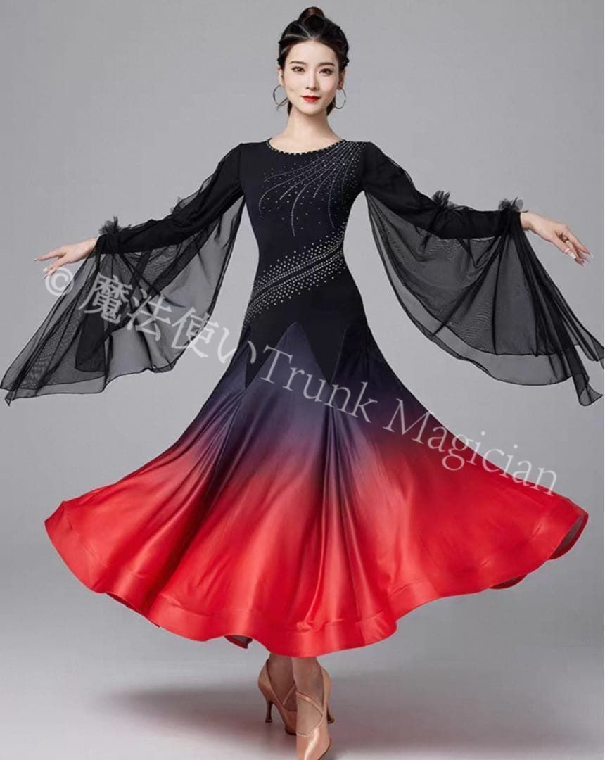 新品未使用】ストーン付きスタンダード向きワンピース ダンス