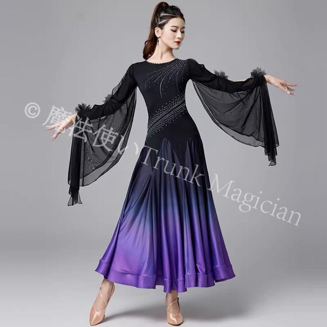 スタンダード向きワンピース✨キラキラストーン付き競技会やパーティーに最適！ 新品未使用】ストーン付きスタンダード向きワンピース ダンス