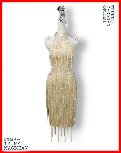 社交ダンス衣装 ラテンワンピースドレス 豪華 シャンパン オーダーメイド