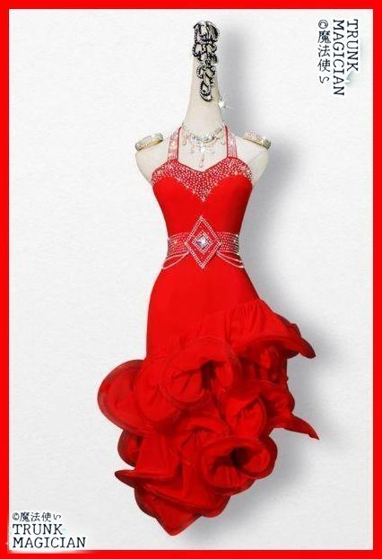 社交ダンス衣装 ラテンワンピース ドレス レッド オーダーメイド