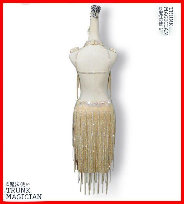 新品未使用】社交ダンス衣装 ラテンワンピースドレス 豪華 シャンパン