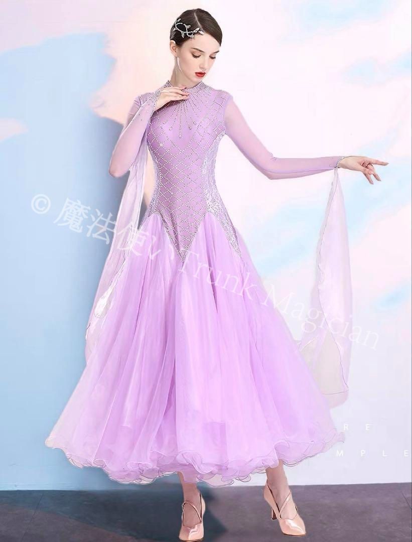 ストーン付きスタンダードワンピース✦練習着からダンスパーティまで幅広く活躍✨ 新品未使用】ストーン付ワンピース☆スタンダードの練習にもダンス