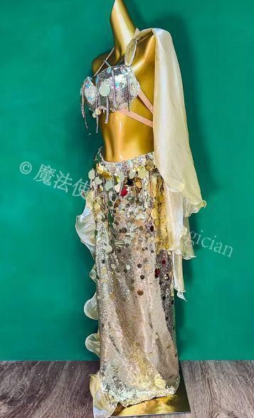 ベリーダンス オリエンタル衣装 インナー付 ゴールド オーダーメイド