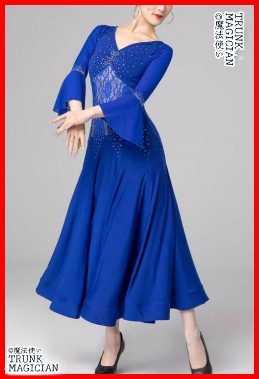 新品未使用】社交ダンスドレス ラテンドレス レース 透けません フレア