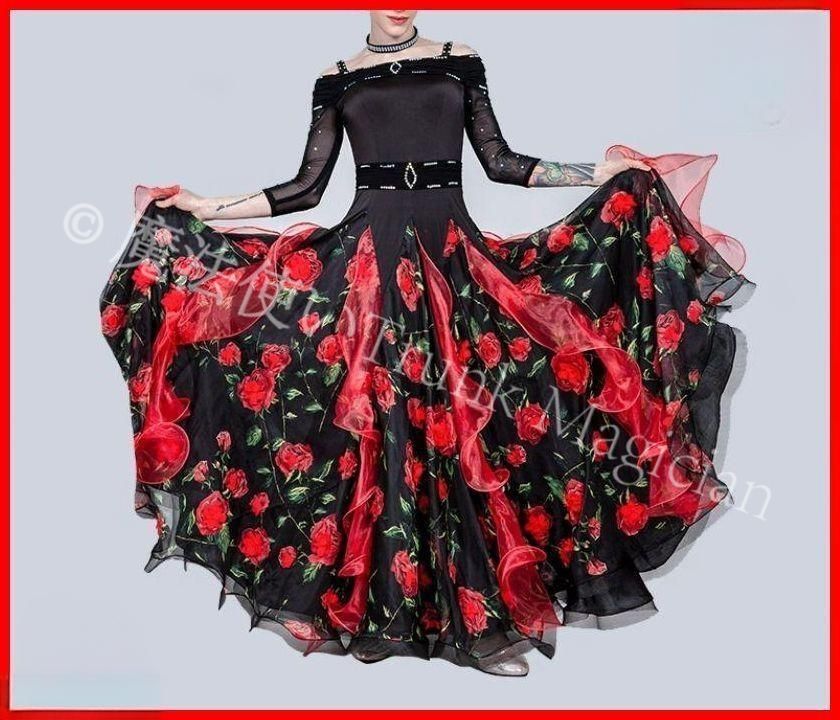 新品未使用】社交ダンスドレス モダンダンス スタンダードドレス