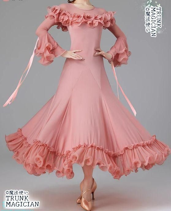 社交ダンスドレス ラテンドレス レースフレア袖 デモ用 ルンバ　オーダーメイド 新品未使用】社交ダンスドレス ラテンドレス デモ用 ルンバ ホワイト